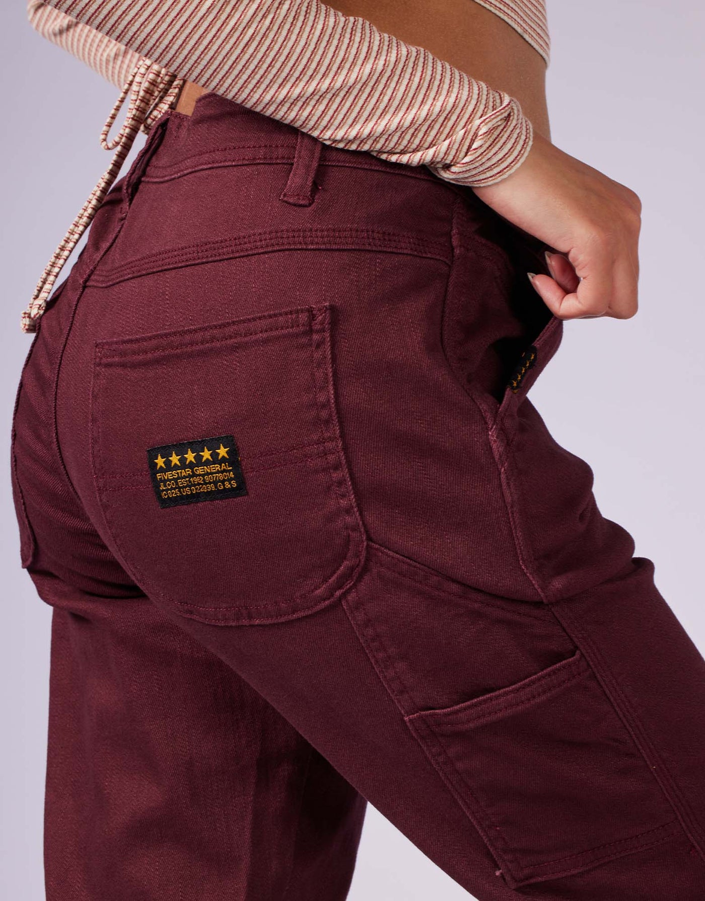 LOW RISE CUFFED CARPENTER PANT (DEEP PLUM)