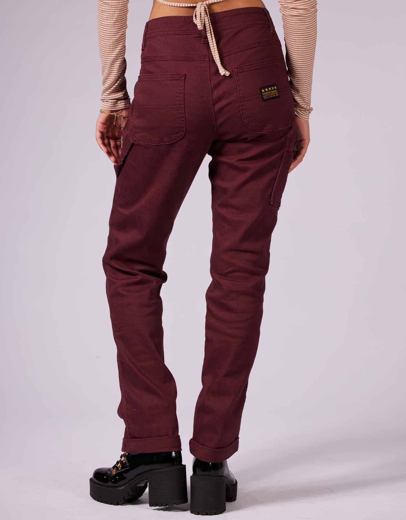 LOW RISE CUFFED CARPENTER PANT (DEEP PLUM)