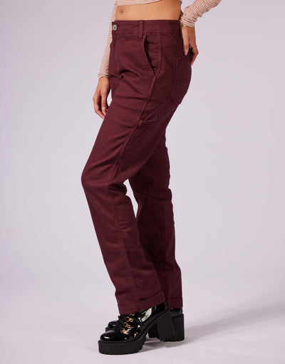 LOW RISE CUFFED CARPENTER PANT (DEEP PLUM)