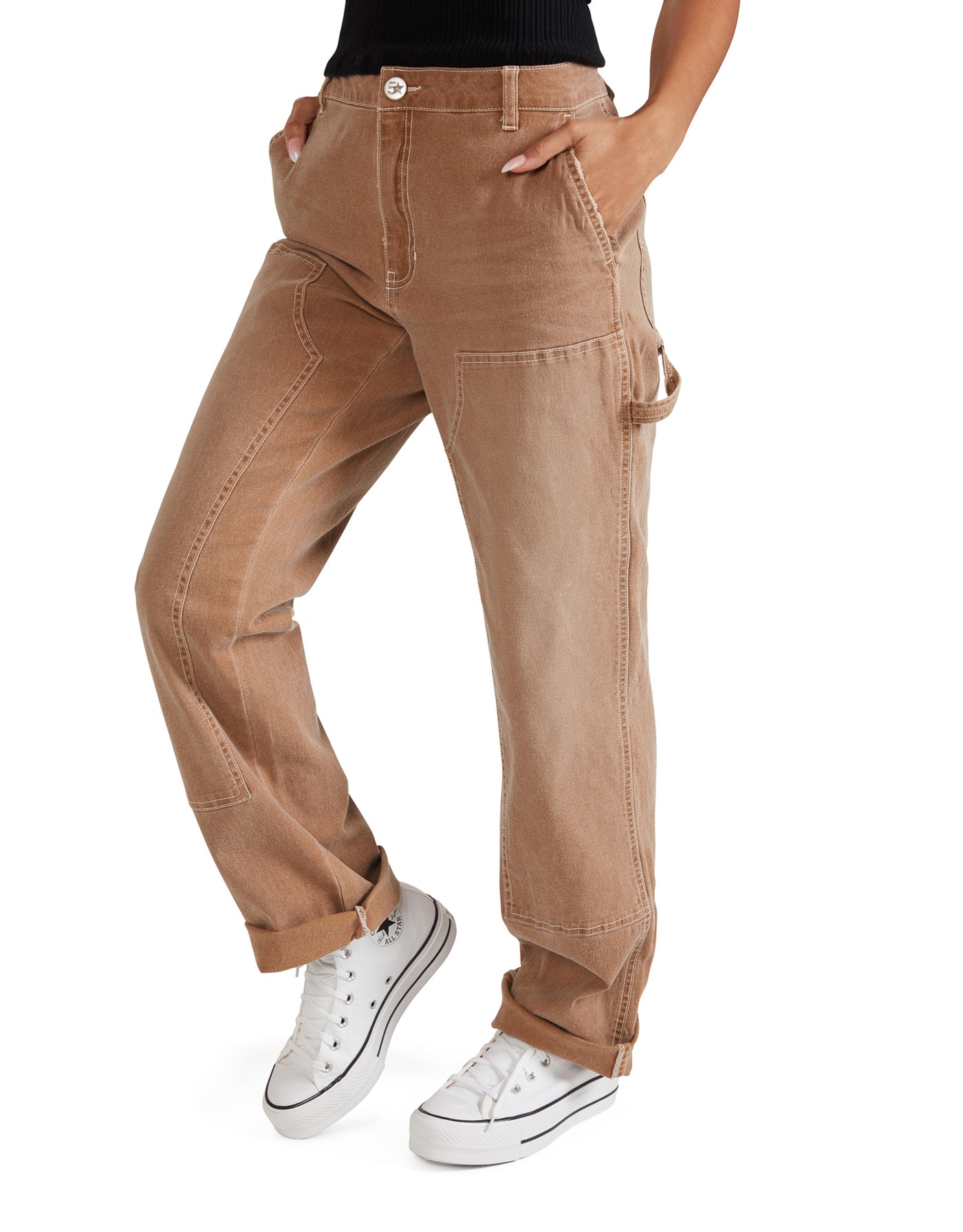 SLIM STRAIGHT DOUBLE KNEE CARPENTER PANT (DUCK BROWN)